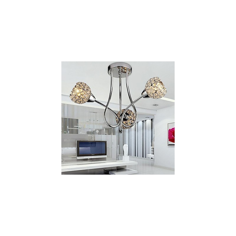 Luminária pendente moderna contemporânea tradicional clássica de cristal galvanizado com metal e montagem embutida