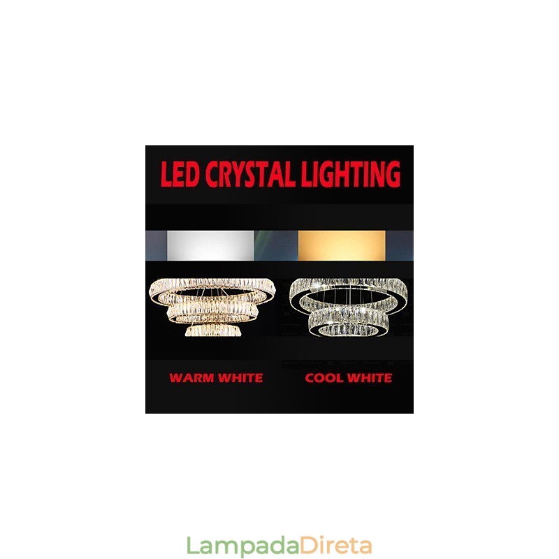 Lustre de cristal Luzes Iluminação Moderna Anéis Únicos K9 Grande Cristal Luminárias de Teto Interno