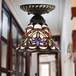 Artes criativas rurais europeias Vitral Absorver luz da lâmpada de cúpula
