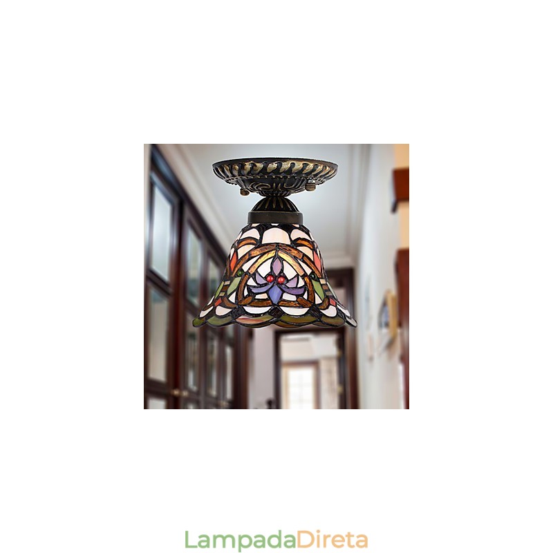 Artes criativas rurais europeias Vitral Absorver luz da lâmpada de cúpula