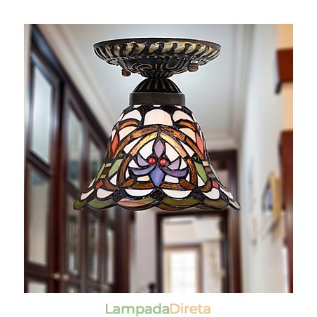 Artes criativas rurais europeias Vitral Absorver luz da lâmpada de cúpula Artes criativas rurais europeias Vitral Absorver luz da lâmpada de cúpula