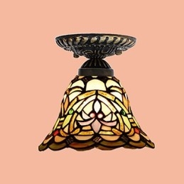 Artes criativas rurais europeias Vitral Absorver luz da lâmpada de cúpula
