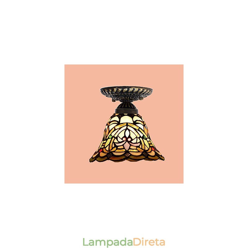 Artes criativas rurais europeias Vitral Absorver luz da lâmpada de cúpula