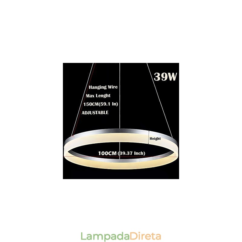 Luminárias pendentes redondas, modernas, de acrílico, iluminação luxuosa, luminárias de teto de anel único
