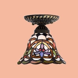 Artes criativas rurais europeias Vitral Absorver luz da lâmpada de cúpula