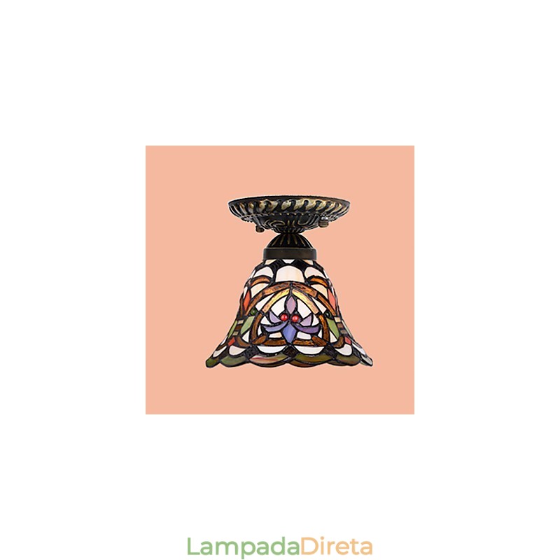 Artes criativas rurais europeias Vitral Absorver luz da lâmpada de cúpula