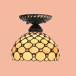 Artes criativas rurais europeias Vitral Absorver luz da lâmpada de cúpula
