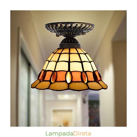 Artes criativas rurais europeias Vitral Absorver luz da lâmpada de cúpula Artes criativas rurais europeias Vitral Absorver luz da lâmpada de cúpula