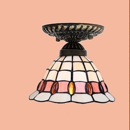 Artes criativas rurais europeias Vitral Absorver luz da lâmpada de cúpula