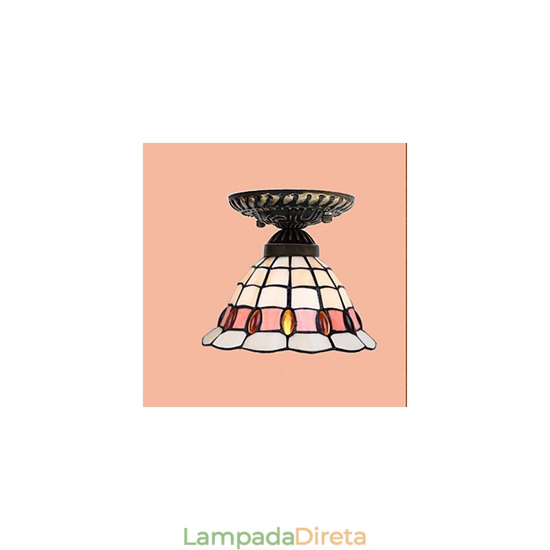 Artes criativas rurais europeias Vitral Absorver luz da lâmpada de cúpula