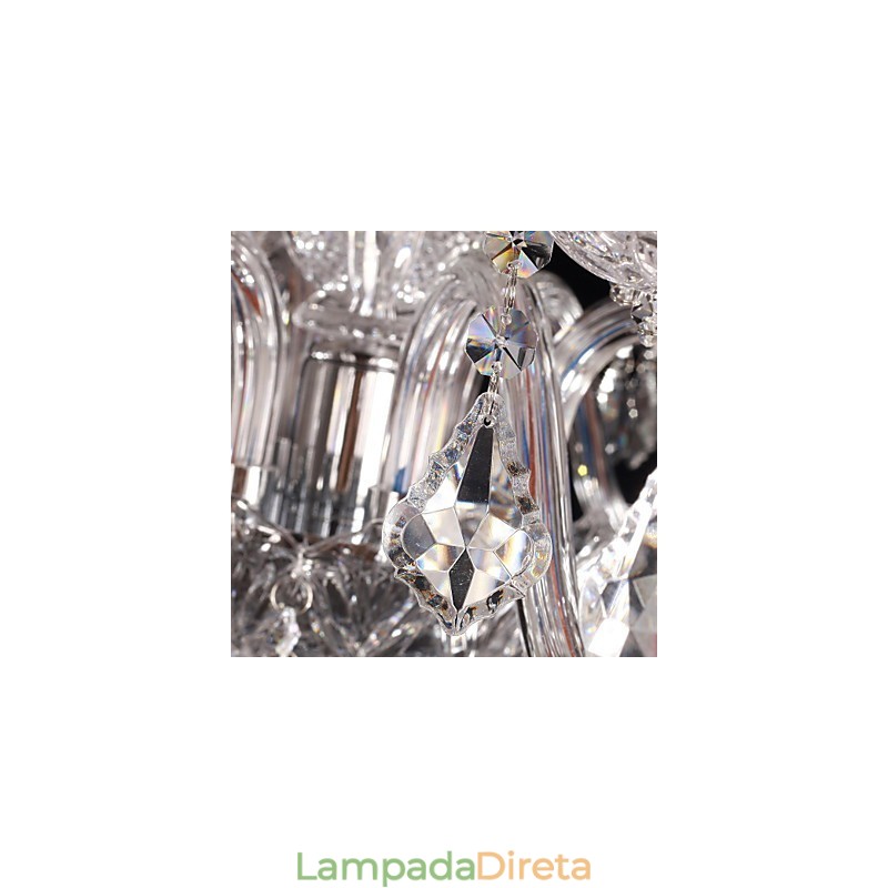Lustre de cristal de luxo moderno, 8 luzes com sombra de tecido