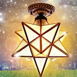 Artes criativas rurais europeias Vitrais estrelas para absorver a luz da lâmpada de cúpula