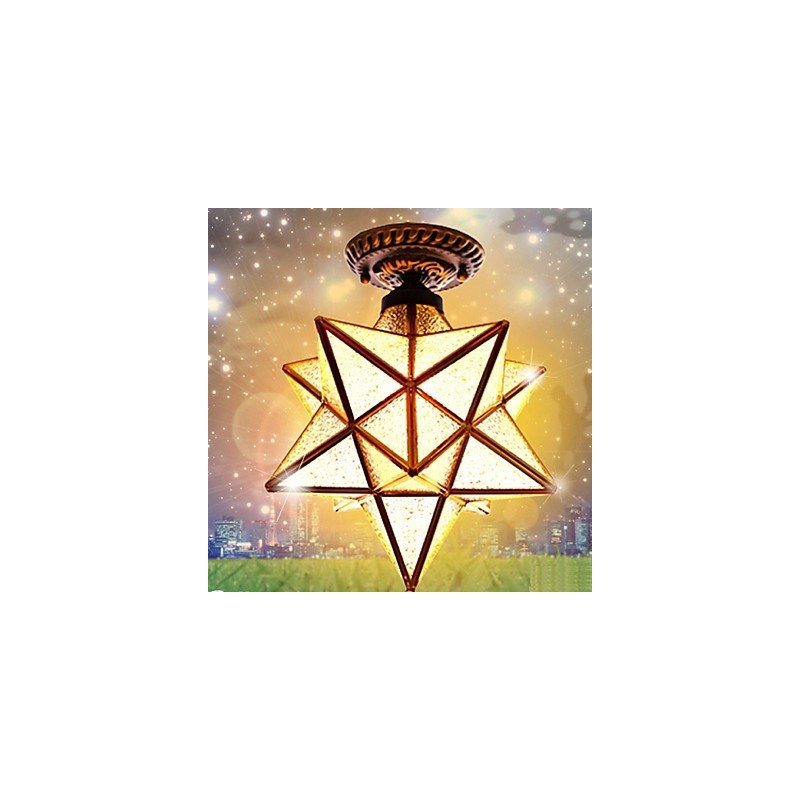 Artes criativas rurais europeias Vitrais estrelas para absorver a luz da lâmpada de cúpula