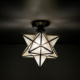 Artes criativas rurais europeias Vitrais estrelas para absorver a luz da lâmpada de cúpula