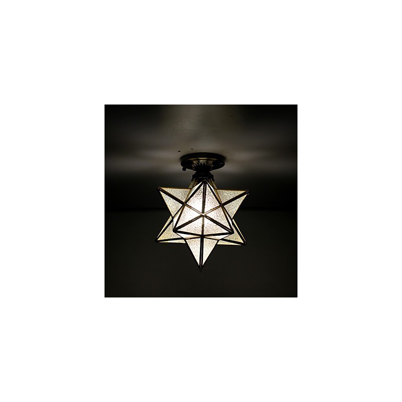 Artes criativas rurais europeias Vitrais estrelas para absorver a luz da lâmpada de cúpula