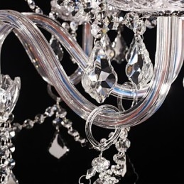 Lustre de cristal de luxo moderno, 8 luzes com sombra de tecido