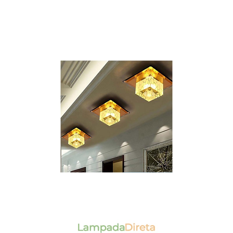Mini lâmpada de teto de cristal holofote 3W lâmpada criativa tubo luz colorida cor quadrado luz dome