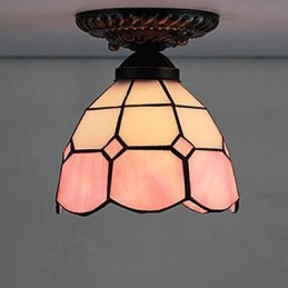 17*Artes criativas rurais europeias Vitral Absorver luz da lâmpada de cúpula