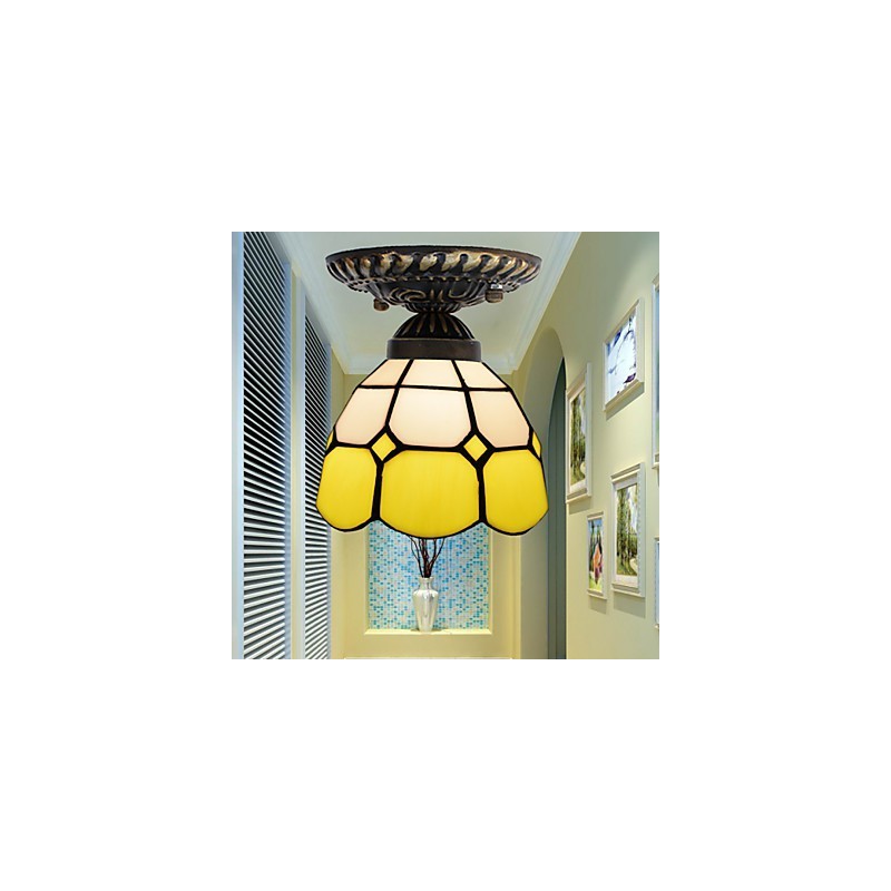 17*Artes criativas rurais europeias Vitral Absorver luz da lâmpada de cúpula