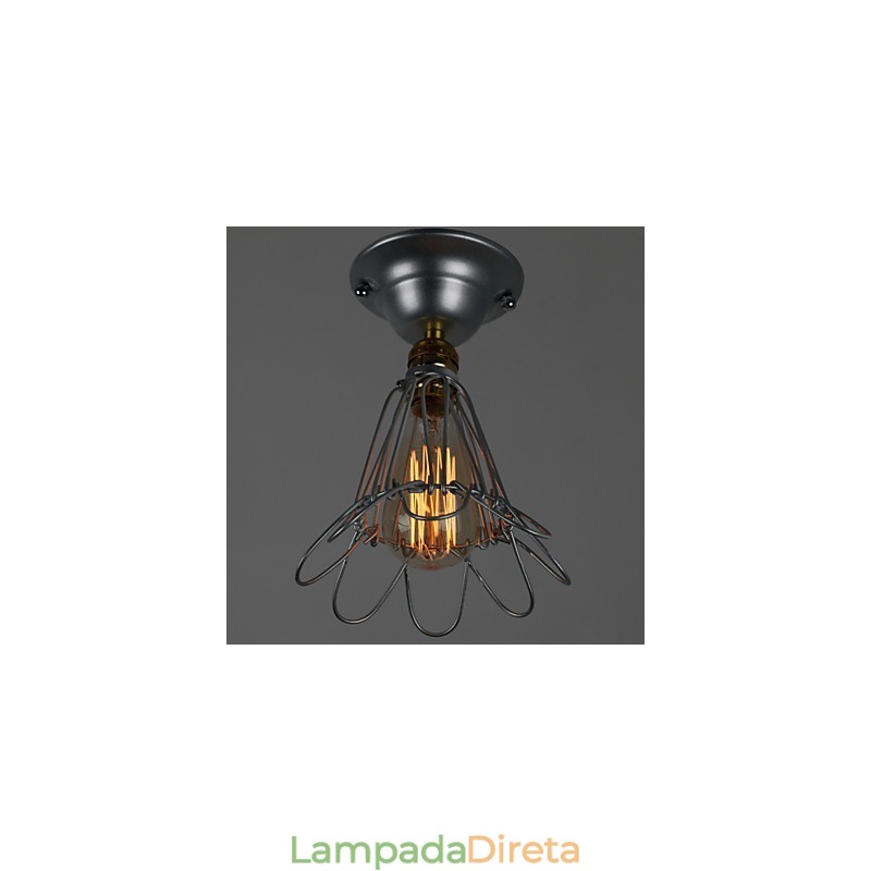 Mini Lâmpada Estilo Country 1 Luz Pintura Processamento Prata