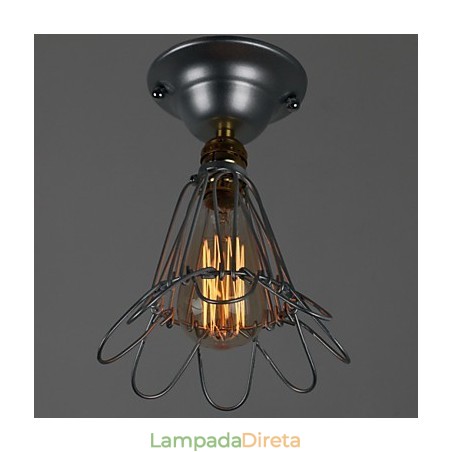 Mini Lâmpada Estilo Country 1 Luz Pintura Processamento Prata Mini Lâmpada Estilo Country 1 Luz Pintura Processamento Prata