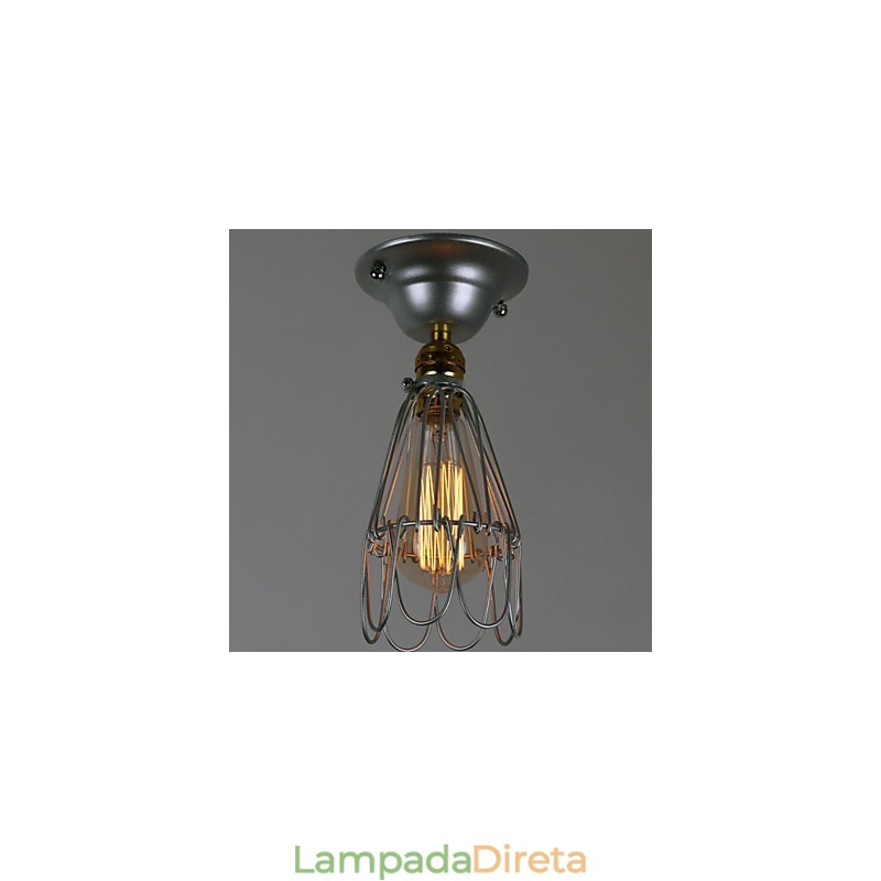 Mini Lâmpada Estilo Country 1 Luz Pintura Processamento Prata