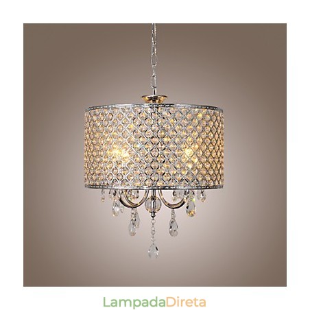 Lustre de cristal moderno com 4 luzes, luminária pendente Lustre de cristal moderno com 4 luzes, luminária pendente
