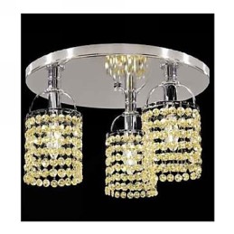 Lustre de cristal moderno contemporâneo galvanizado de metal com montagem embutida