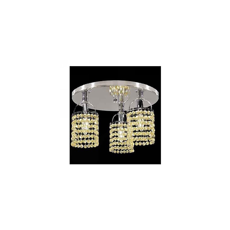 Lustre de cristal moderno contemporâneo galvanizado de metal com montagem embutida