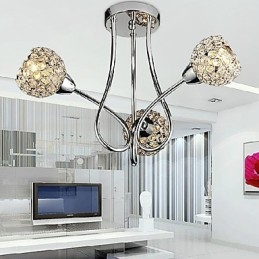 Luminária de embutir moderna e brilhante com 3 luzes em design de cristal