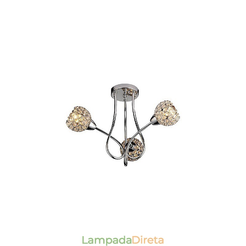 Luminária de embutir moderna e brilhante com 3 luzes em design de cristal