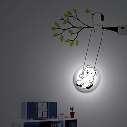 Pequeno Urso Plástico Resistente a Altas Temperaturas Luz e Criativo 3D Papel de Parede Luminária de Parede