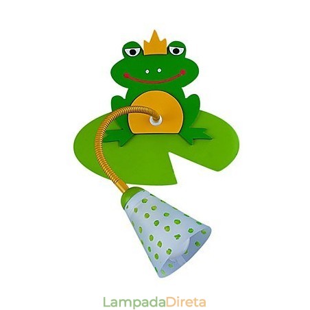 Luminária de parede infantil contemporânea de madeira com 1 luz em design de sapo Luminária de parede infantil contemporânea de madeira com 1 luz em design de sapo
