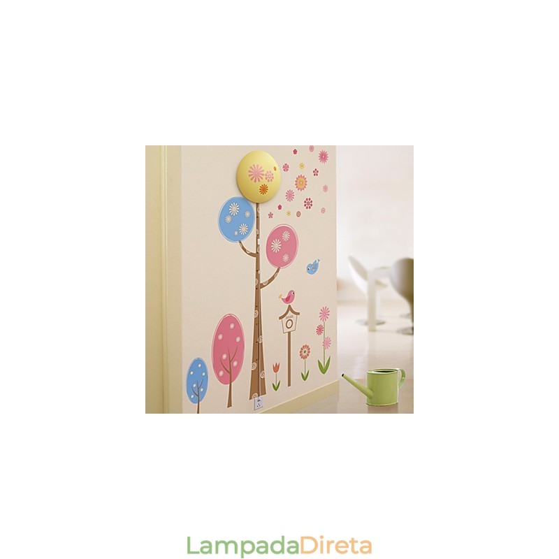 Luminária de parede criativa 3D com papel de parede, luz noturna moderna, pode remover as luzes dos adesivos de parede