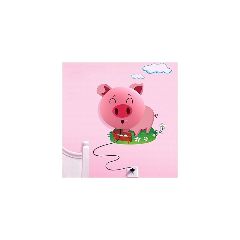 Papel de parede Lâmpadas de parede Flor Rosto DIY Atmosfera divertida Luz noturna Crianças Lâmpada de cabeceira Decoração Porco rosa