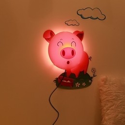 Porco Plástico Resistente a Altas Temperaturas Luz E 10 C Pode Remover Papel de Parede Criativo 3D Luminária de Parede