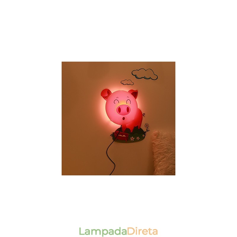Porco Plástico Resistente a Altas Temperaturas Luz E 10 C Pode Remover Papel de Parede Criativo 3D Luminária de Parede