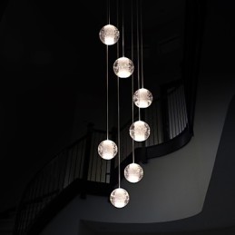 Luminária pendente moderna Luminária pendente G4 Retroifit 7 luzes Cristal cromado para escadas Luz