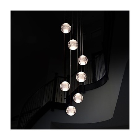 Luminária pendente moderna Luminária pendente G4 Retroifit 7 luzes Cristal cromado para escadas Luz Luminária pendente moderna Luminária pendente G4 Retroifit 7 luzes Cristal cromado para escadas Luz