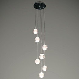 Luminária pendente moderna Luminária pendente G4 Retroifit 7 luzes Cristal cromado para escadas Luz