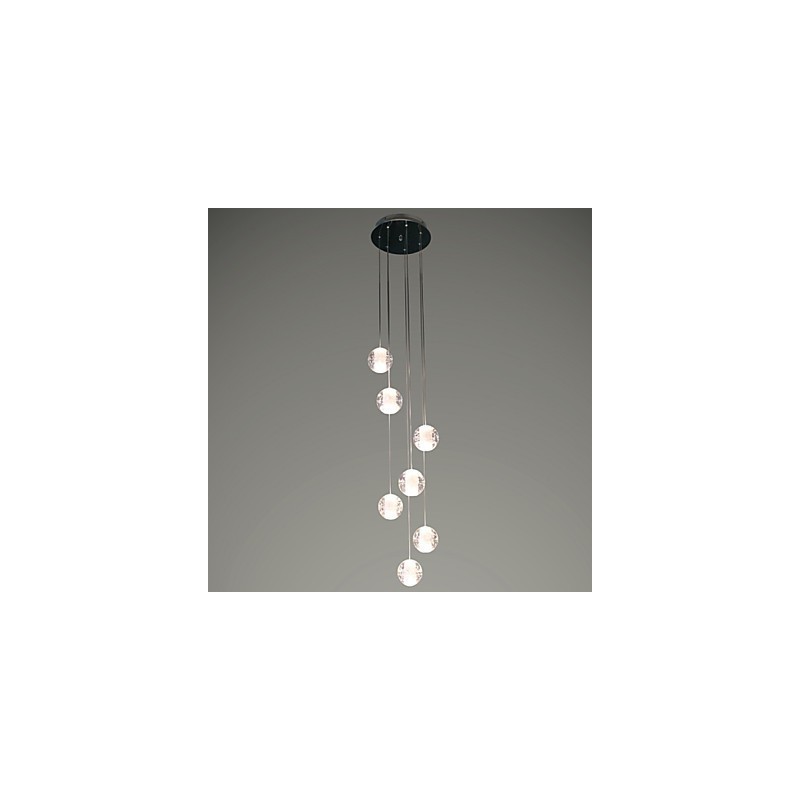 Luminária pendente moderna Luminária pendente G4 Retroifit 7 luzes Cristal cromado para escadas Luz