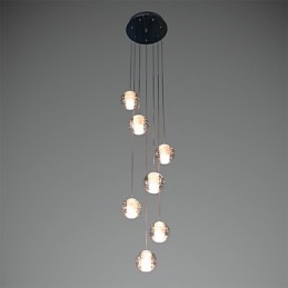 Luminária pendente moderna Luminária pendente G4 Retroifit 7 luzes Cristal cromado para escadas Luz