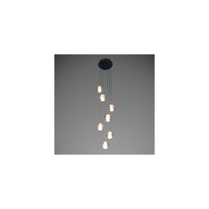 Luminária pendente moderna Luminária pendente G4 Retroifit 7 luzes Cristal cromado para escadas Luz