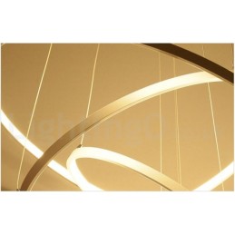 Luminária pendente regulável com controle remoto, design moderno, três anéis