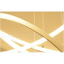 Luminária pendente regulável com controle remoto, design moderno, três anéis