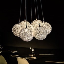 Luminária pendente moderna de 7 luzes para decoração de casa, luminária pendente de alumínio decorativa