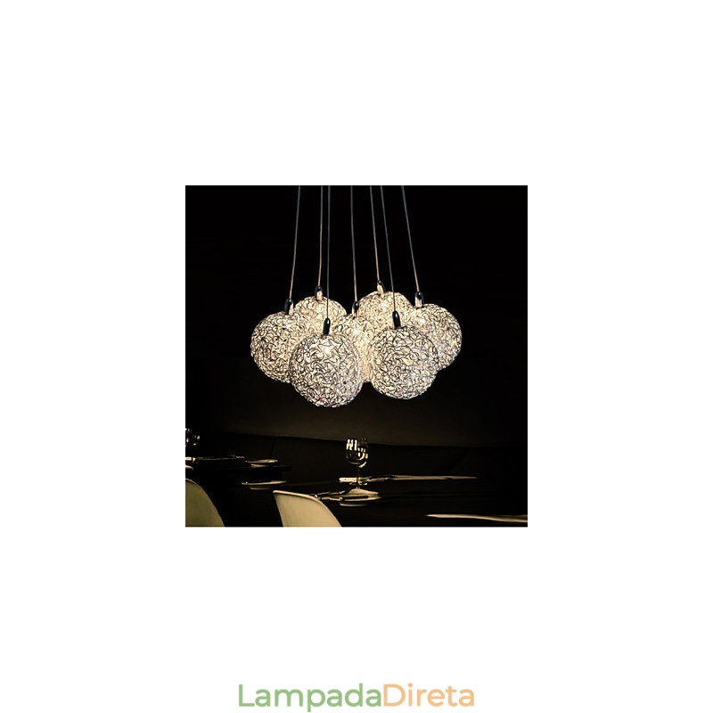 Luminária pendente moderna de 7 luzes para decoração de casa, luminária pendente de alumínio decorativa