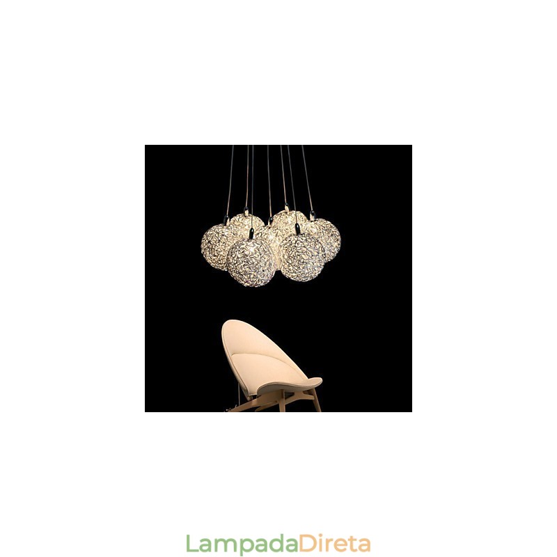 Luminária pendente moderna de 7 luzes para decoração de casa, luminária pendente de alumínio decorativa