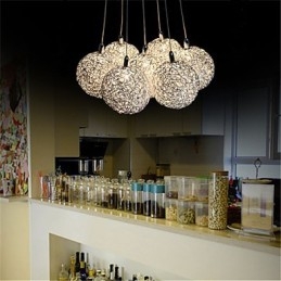 Luminária pendente moderna de 7 luzes para decoração de casa, luminária pendente de alumínio decorativa