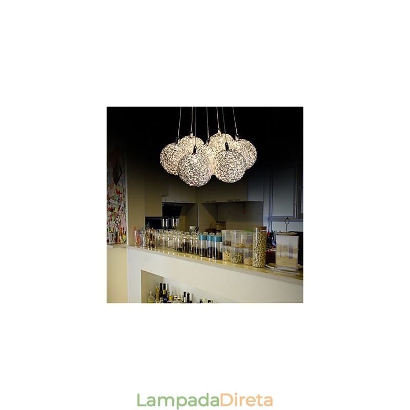 Luminária pendente moderna de 7 luzes para decoração de casa, luminária pendente de alumínio decorativa